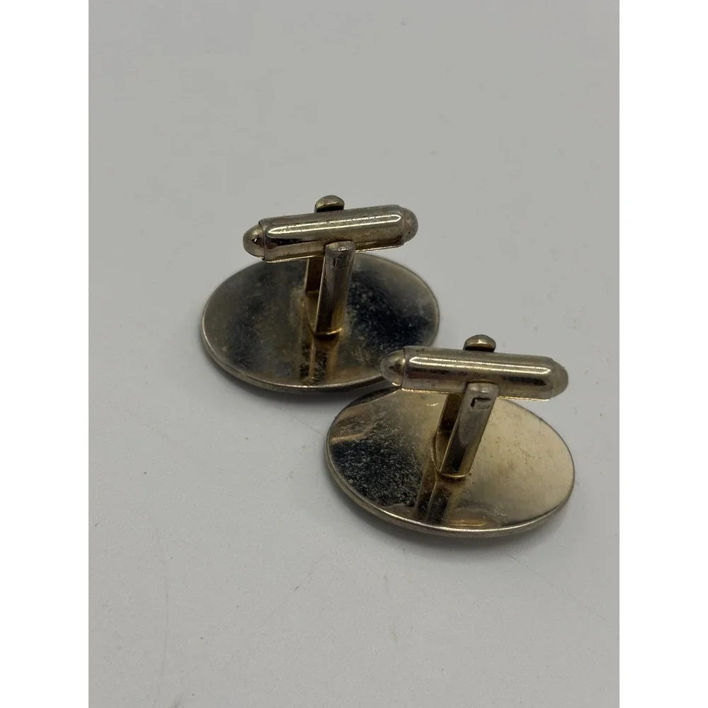 Vintage‎ Leaf Design Oval Shaped Gold Tone Cufflinks
